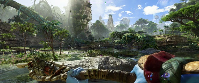 Avatar: Frontiers of Pandora running in ultrawide resolution.